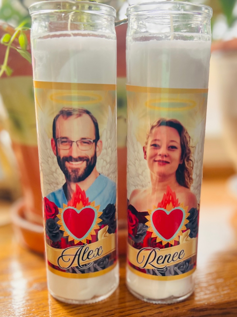 A pair of memorial candles