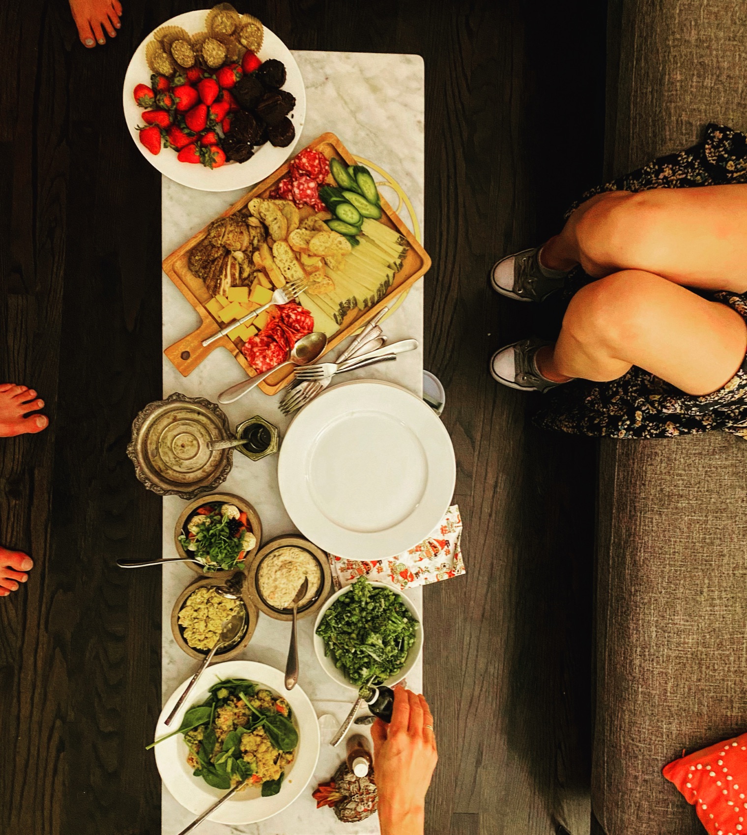 An infused dinner laid out on the table