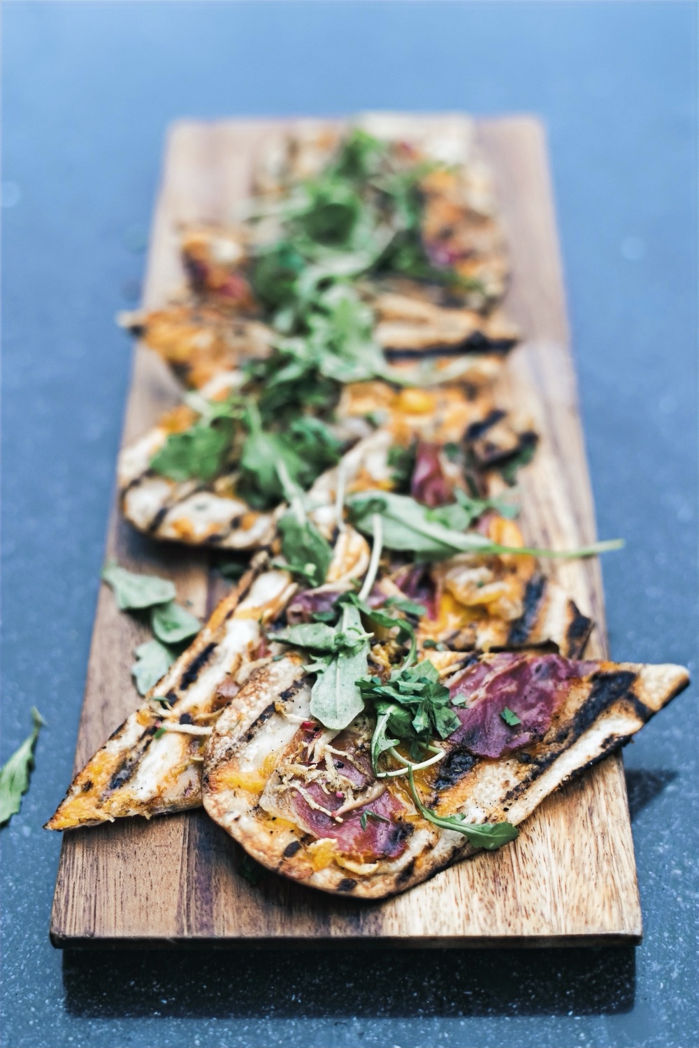 A grilled flatbread course