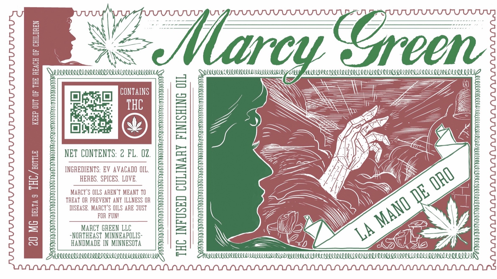La Mano de Oro label, illustrated by Zak